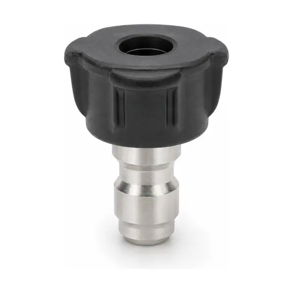Black low-pressure soap nozzle with a larger round outlet